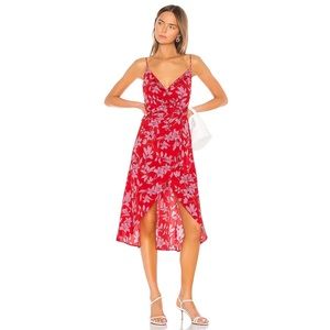 Camila Coelho Robbie midi wrap dress pink flora S